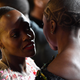 Close friends, closely cropped: Florence Kasumba and Danai Gurira chat at the Black Panther European premiere.
